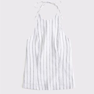 Abercrombie & Fitch White and Black Striped Halter Top
